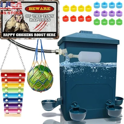 Automatic Chicken Waterer Hanging Design Nipple Cup Type 4 Gallon Supply New - Image 1 of 4