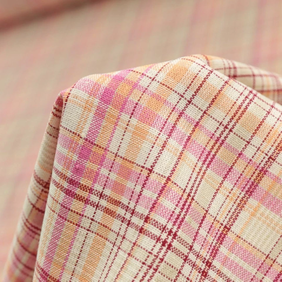 Bekleidungsbaumwollstoff kariert rosa rot orange Blusenstoff Sommerstoff