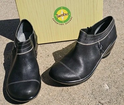 Sapatos femininos Jambu Wedge Beijing preto botinha couro conforto caminhada 9 M  - Imagem 1 de 4