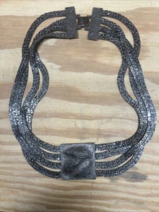 Kate Hines Black Brutalist Necklace - Signed - Picture 1 of 8