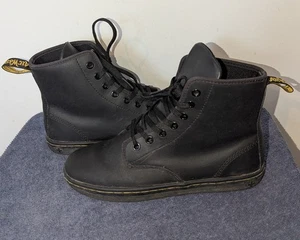 Doc Martens Shoreditch Womens Size 7 Black Greasy Leather Lace Up Boots - Picture 1 of 12