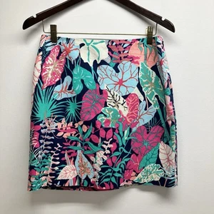 Talbots Tropical Floral A-Line Skirt Fully Lined Size 6P PETITE Navy Pink Blue - Picture 1 of 11