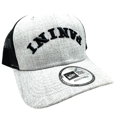 Gorra Panini America New Era con logotipo invertido gris negra gorra de camionero ajuste nueva sin etiquetas Foto 1 de 4
