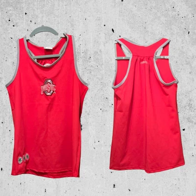 Regata esportiva Ohio State Buckeyes Racerback feminina vermelha nova com etiquetas - Imagem 1 de 2