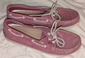 Sperry Pink Stripe Leather Eye Snake Loafer Boat Shoe 12 M STS94280 - Picture 1 of 12