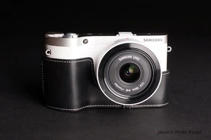 Handmade Genuine real Leather Half Camera Case bag cover for Samsung NX300 black - Picture 1 of 5