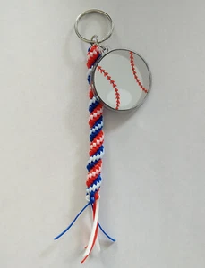 Baseball Boondoggle Schlüsselanhänger Reißverschluss Ziehen Wählen Sie 2 Teamfarben! Sport Geschenk Schlüsselband - Bild 1 von 11