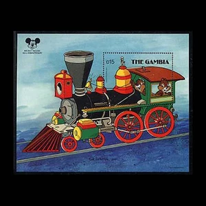 Gambia, Sc #718, MNH, 1987, S/S, Disney, Mickey's 60th, Train, LOCOMOTIVE - Picture 1 of 1