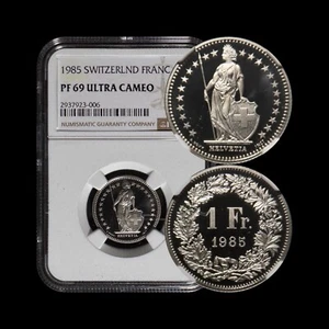 SWITZERLAND. 1985, 1 Franc - NGC PF69 - Top Pop🥇 Helvetia, Alpine Rose RARE - Picture 1 of 5