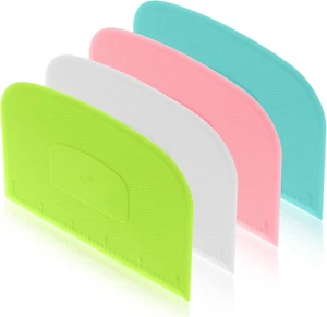 4 Pcs Plastic Dough Scraper Flexible Dough Cutter for Kitchen Baking Bread Cake - Picture 1 of 7