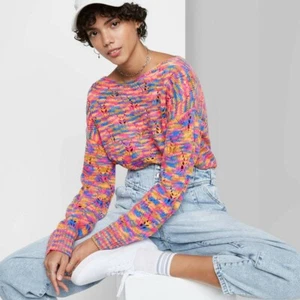 Damen Spacedye U-Boot Neck Pointelle Strickpullover Pullover - Wild Fable XS, - Bild 1 von 1