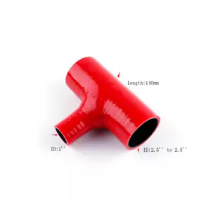 T-sharp Hose length: 5.5'', ID2.5‘’ to 2.5'' T:ID25mm ,Silicone Coupler Pipe Red - Foto 1 di 9