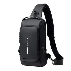 Men's Sling Backpack Waterproof Anti-theft Shoulder Crossbody Chest Bag USB Port - Picture 1 of 11