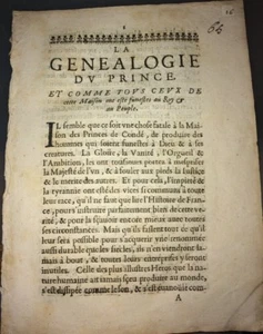 LA GÉNÉALOGIE DU PRINCE. 1650. MAZARINADE. - Picture 1 of 2