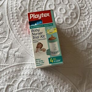 Vintage 1995 Playtex 4 oz Baby Nurser Trial Kit Teal Lid Liners