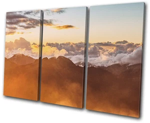 Himmel Berge Sonnenuntergang Landschaften VOLLHOLZ LEINWANDBILD WANDBILD Bild Druck - Bild 1 von 1