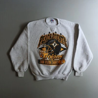 Vtg 1996 90s Peach County Trojans Football Sweatshirt Fort Valley Georgia High M - Image 1 of 4