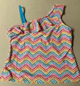 Lands End Off Shoulder Multi-Color Dots Bathing Suit Top Girls 16 - Picture 1 of 5