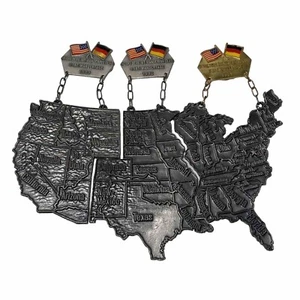 HEIDELBERG INT. WANDERING CLUB 3 Piece Pin USA METAL MAP German Wandertag - Picture 1 of 9