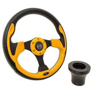 GTW 12.5" Yellow Rally Golf Cart Steering Wheel for Club Car Precedent (2004-Up) - Foto 1 di 3