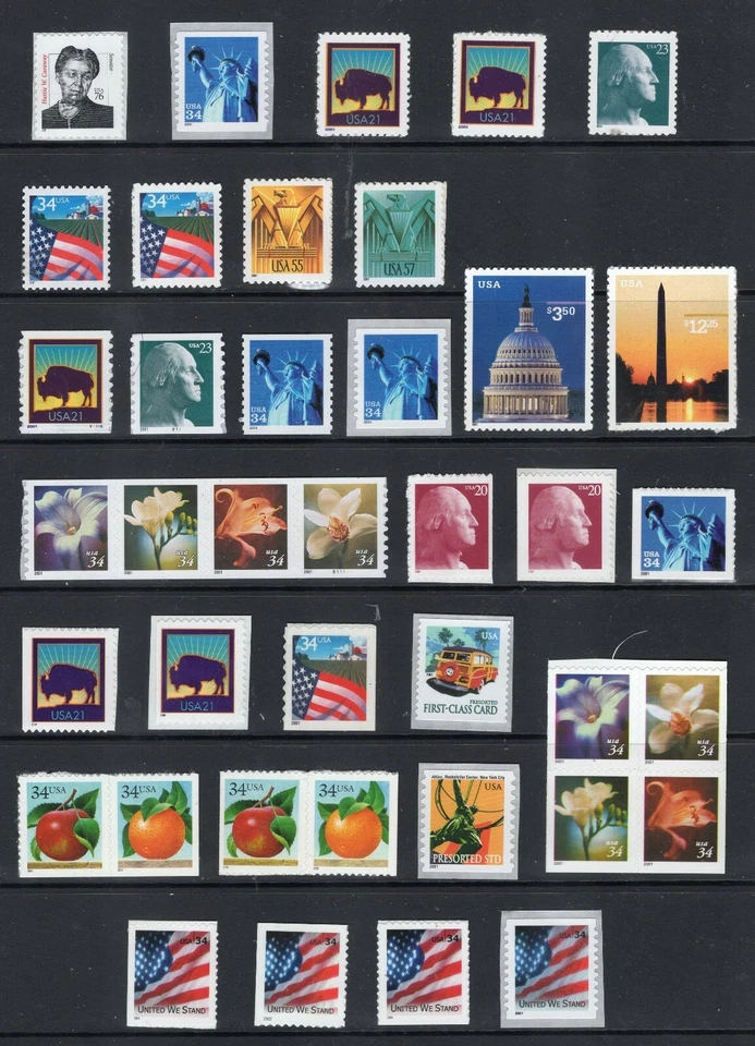 US 2001 NH DEFINITIVE REGULAR YEAR SET 40 Stamps shown below - Free USA Shipping - Image 1 of 1