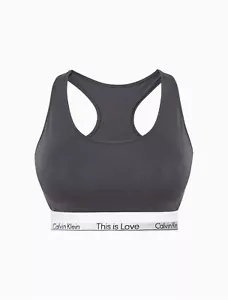 Calvin Klein Pride Modern Cotton This Is Love Unlined Bralette, Forged Iron, M - Picture 1 of 1