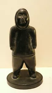 Large 14 1/2 '' Inuit Stone Composite Molding Inuit Man, Signed ''Jackir'' - Picture 1 of 9