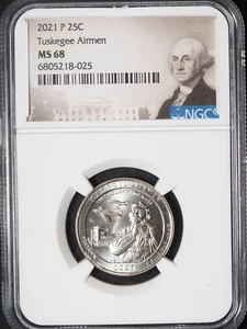 2021-P Tuskegee Airmen Graded NGC MS68 America the Beautiful Quarter #025 - Picture 1 of 2