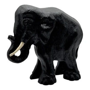 Estatua de elefante negro estatuilla decoración del hogar acento mesa exhibición vintage - Imagen 1 de 7