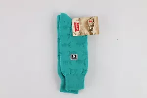 NOS Vintage 80s Levis Knit Fish Dress Socks Bright Sea Green Mens 6-12.5 USA - Picture 1 of 5
