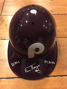 PHILADELPHIA PHILLES FULL SIZE RAWLINGS Helmet signed Von Hayes with "83 NLC" ++