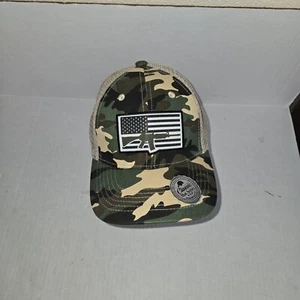 AR Flag Camo Hat Adjustable Snapback Mesh Trucker Green On Beige Nwot - Picture 1 of 5