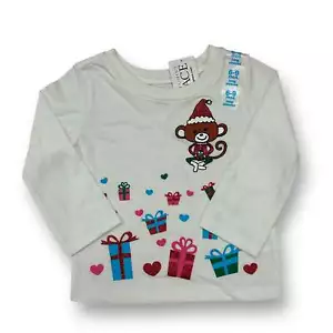 ¡NUEVO! Camisa Mono Navidad Blanca Niñas Niños Lugar Talla 6-9 Meses - Imagen 1 de 1