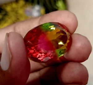 17.20 CT Good Looking Oval Shape Bi-Multicolor Double Tourmaline Loose Gemstone - Picture 1 of 8