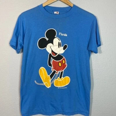 Camiseta Vintage Disney Mickey Mouse Serigrafía Puntada Única EE. UU. Azul Grande Foto 1 de 4