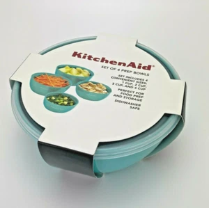 KitchenAid Juego de 4 Cuencos de Preparación Clásicos con Tapas Aqua Sky 1C 2C 3C 4C Tamaños - Imagen 1 de 5