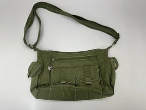 Travelon Womens Purse Shoulder Crossbody Handbag Green Zipper Cargo - Picture 1 of 12