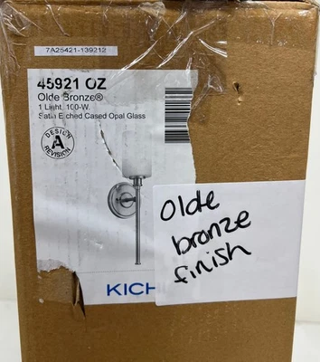 Kichler Joelson 1-Light Olde Bronze Wall Sconce Light Satin Etched Opal Shade - Image 1 of 2