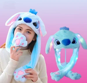 Stich Cappelli Peluche Orecchie Divertenti Flap Movimento Salto Cappellini con LED Colorato Luminoso - Foto 1 di 12