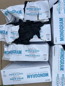 MONOGRAM NITRIL PUDERFREIE HANDSCHUHE MEDIUM SCHWARZ JE 250 SCHADEN 6 STÜCK - Bild 1 von 6