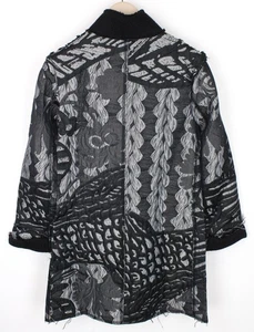 DESIGUAL Black Helium Women's Coat 38 Grey Patterns Single-Breasted Long Sleeve - Picture 1 of 10