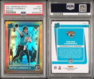Trevor Lawrence 2021 Donruss Optic Bronze Rated Rookie Rc PSA 10 201 Sp Jaguars - Picture 1 of 3