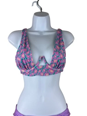 Top de bikini para mujer Beach Bunny Hudson High Apex floral con aros talla mediana NUEVO Foto 1 de 4