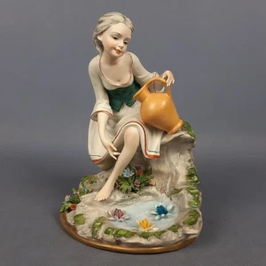 Scultura Capodimonte Biscuit Nico Venzo Fanciulla Anfora Firmata Vintage Anni 70 - Imagen 1 de 14