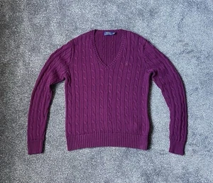 Womens Purple Ralph Lauren V-Neck Jumper (Size Medium) - Picture 1 of 5