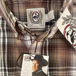 NWT Cinch Rust/Bwn Plaid Boys Button Down LongSleeve Western/Rodeo Shirt Size 10 - Picture 1 of 10