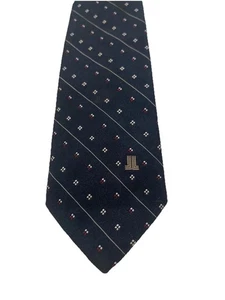 "Corbata de seda para hombre Lanvin Paris diseñador geométrica azul marino dorado corbata 54"" L 3"" W" - Imagen 1 de 6
