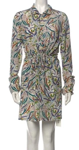 SALONI Hemdkleid Seide mit Blumenmuster Paisley grün rosa Größe US 8/ UK 12 - Bild 1 von 10