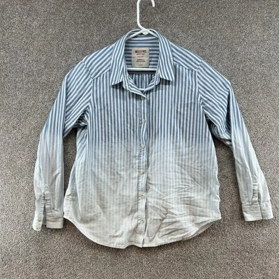 Mossimo женщин на пуговицах размер большой синий белый в полоску бойфренд подходит - Изображение 1 из 4