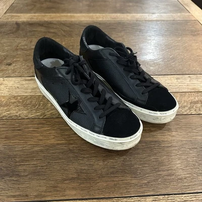Golden Goose Hi-Star Black Leather Size 41 Made In Italy Pre-Owned - Image 1 of 4